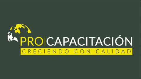 Arte Procapacitación_Logo apaisado blanco amarillo fondo verde